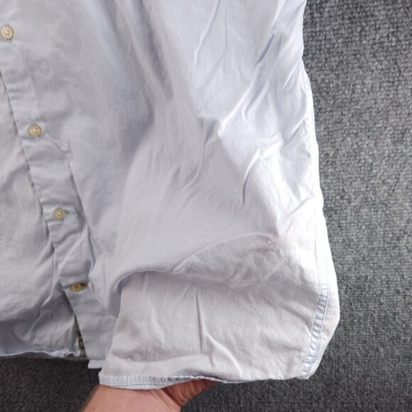 Barbour Cotton Button-Down Large Blue Solid Pocket Shirt Long Sleeve Mens Adult - Picture 16 of 16